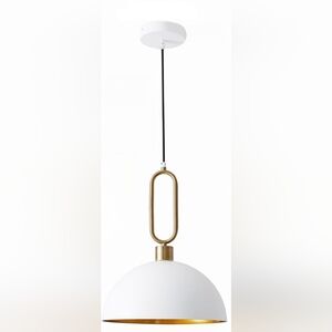 White Gold Pendant Coastal Light 11.81in Metal Dome Hanging Lamp Ceiling Lights